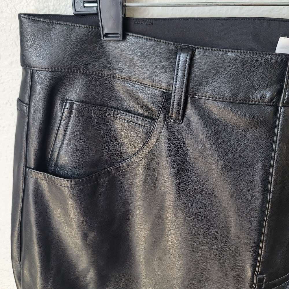 NWT A.L.C. Freddie Faux Leather Vegan Straight Leg Pant, Size 12, Color Black - Picture 6 of 11